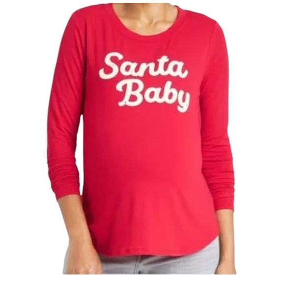 NWT Ingrid & Isabel Maternity Santa Baby Christmas Long Sleeve Top  Size XS - Picture 5 of 6